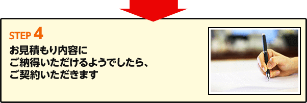 Step4 お見積もり内容にご納得いただけるようでしたら、ご契約いただきます