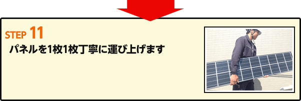 Step11 パネルを1枚1枚丁寧に運び上げます