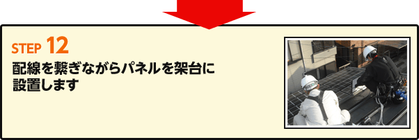 Step12 配線を繋ぎながらパネルを架台に設置します